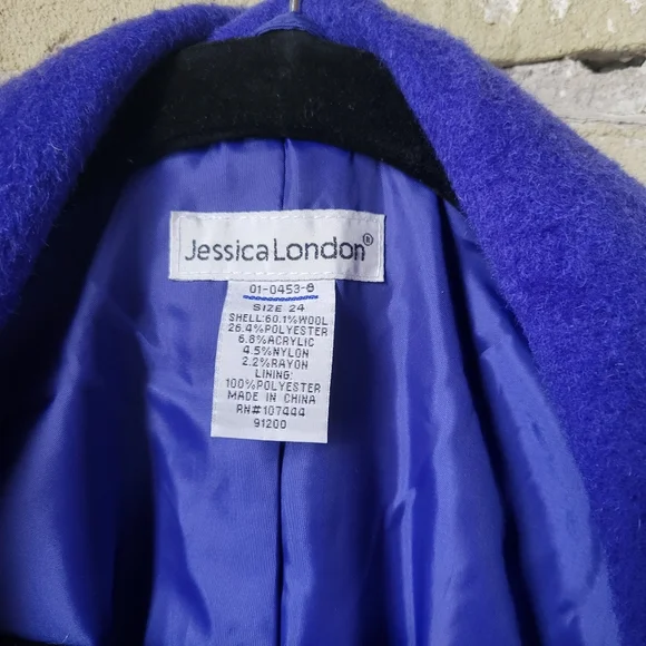 Vintage Jessica London Cobalt Blue  Asymmetrical Coat Jacket Size 24 - Picture 5 of 10